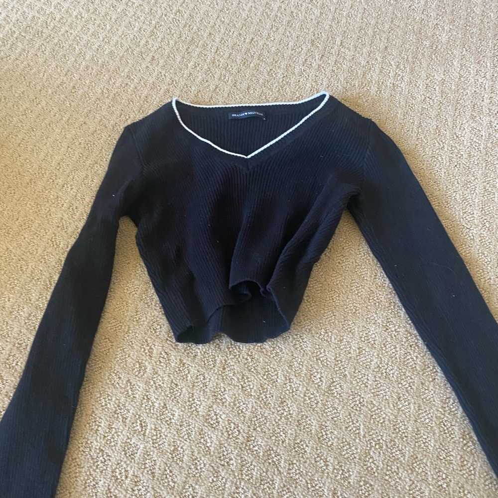 Cropped Black Brandy Sweater